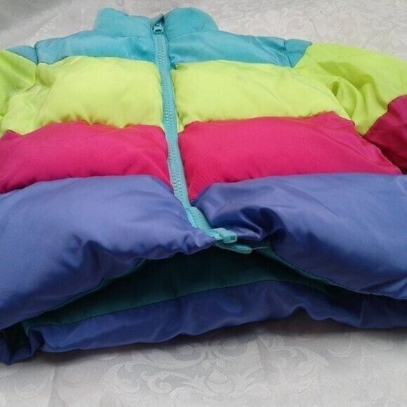 Cat & Jack Puffer Coat Jacket Girls Size XS 4/5 Purple Pink NeonYellow Blue Warm - Picture 4 of 15